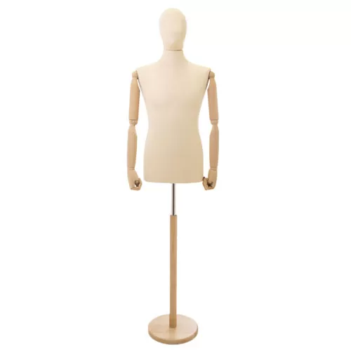 Busto uomo lycra avorio con braccia legno