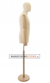 Busto uomo lycra avorio con braccia legno