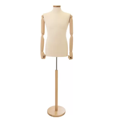 Busto uomo lycra avorio con braccia legno