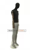Manichino uomo in tessuto Nero con braccia in legno snodate