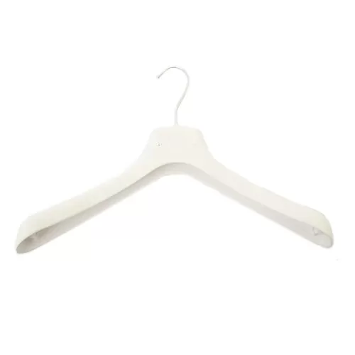 Gruccia plastica capospalla 38 x 3cm - Velluto bianco